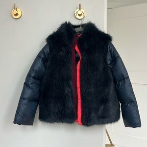 J-Crew crewcuts navy girls faux fur puffer